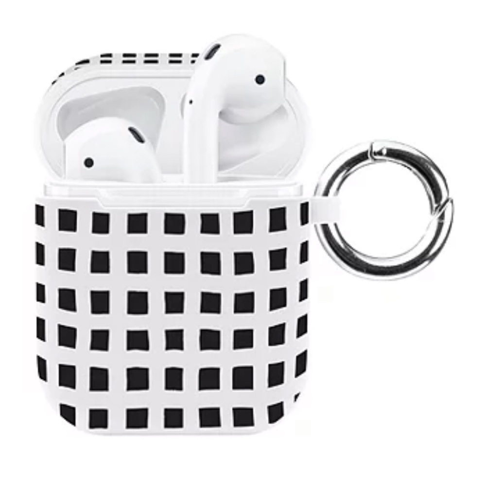 AirPod Case  with Hook Black and White checkered NWT